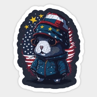 Patriotic Guinea Pig Sticker